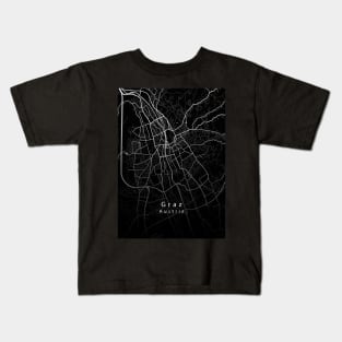 Graz Austria City Map dark Kids T-Shirt